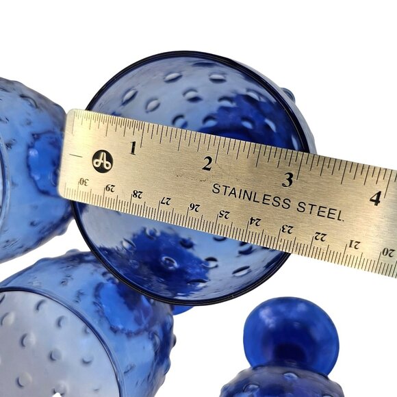 Libbey Hobnail Cobalt Blue Glass Goblets Set Of 4 Unique Textured Drinkware - Picture 12 of 12